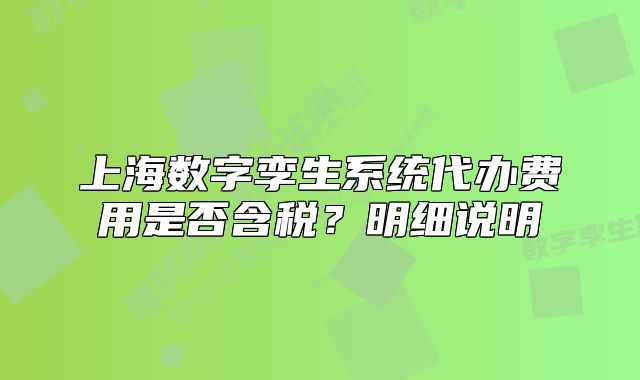 上海数字孪生系统代办费用是否含税?明细说明