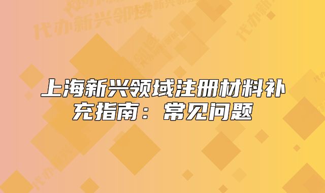 上海新兴领域注册材料补充指南：常见问题