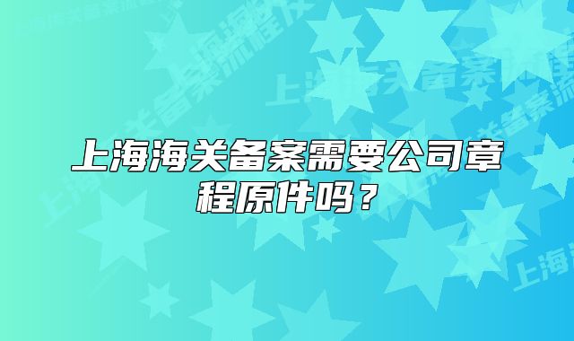 上海海关备案需要公司章程原件吗?