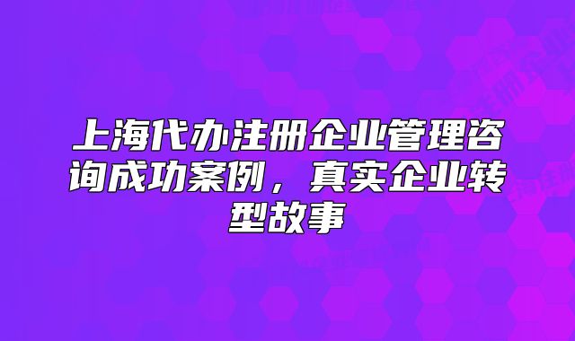 上海代办注册企业管理咨询成功案例,真实企业转型故事
