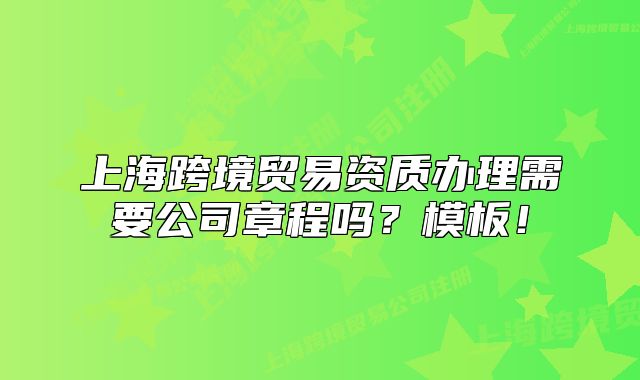 上海跨境贸易资质办理需要公司章程吗？模板！