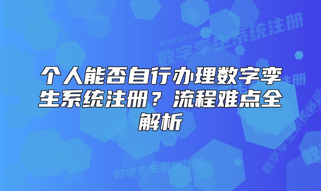 个人能否自行办理数字孪生系统注册？流程难点全解析