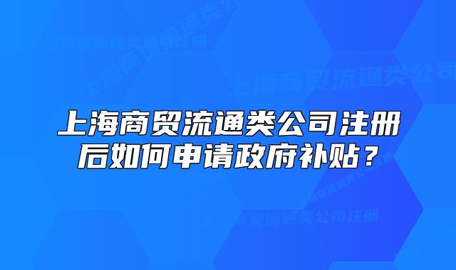 上海商贸流通类公司注册后如何申请政府补贴?