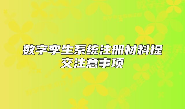 数字孪生系统注册材料提交注意事项