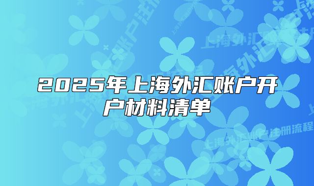 2025年上海外汇账户开户材料清单