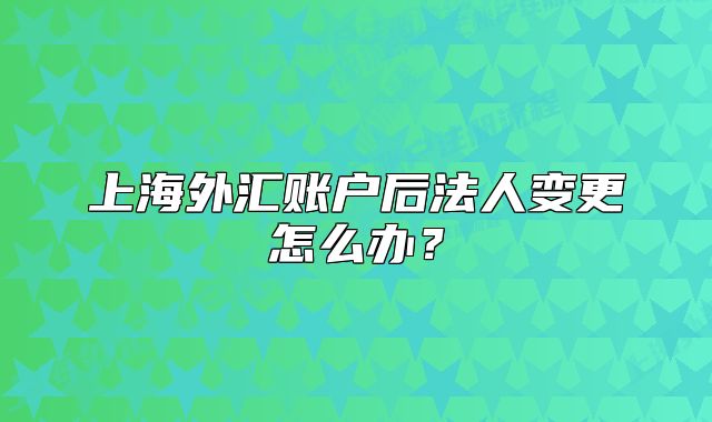 上海外汇账户后法人变更怎么办?