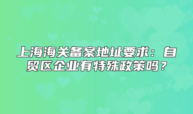上海海关备案地址要求:自贸区企业有特殊政策吗?