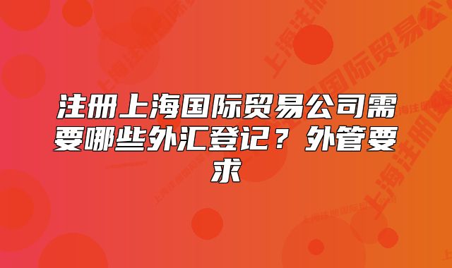 注册上海国际贸易公司需要哪些外汇登记?外管要求