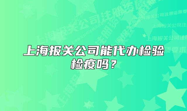 上海报关公司能代办检验检疫吗?