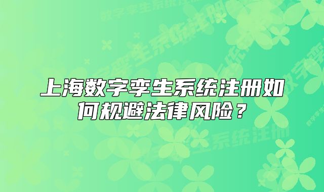 上海数字孪生系统注册如何规避法律风险?
