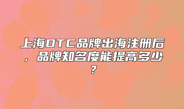 上海DTC品牌出海注册后,品牌知名度能提高多少?