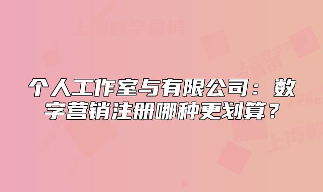 个人工作室与有限公司：数字营销注册哪种更划算？