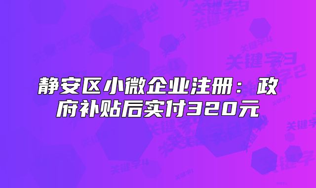 静安区小微企业注册:政府补贴后实付320元