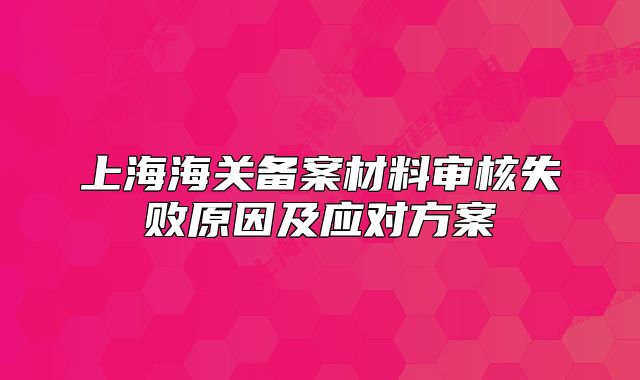 上海海关备案材料审核失败原因及应对方案