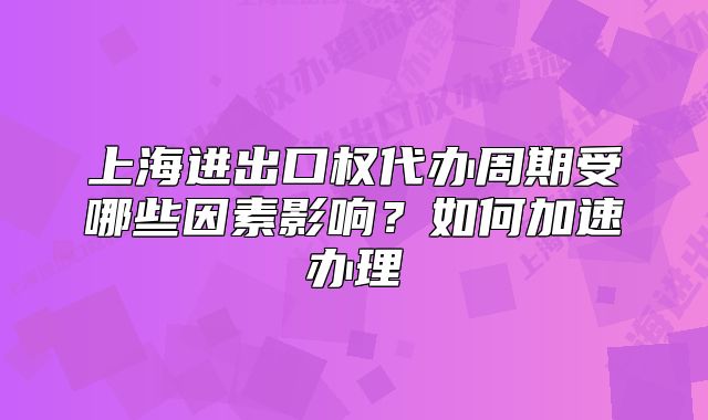 上海进出口权代办周期受哪些因素影响？如何加速办理