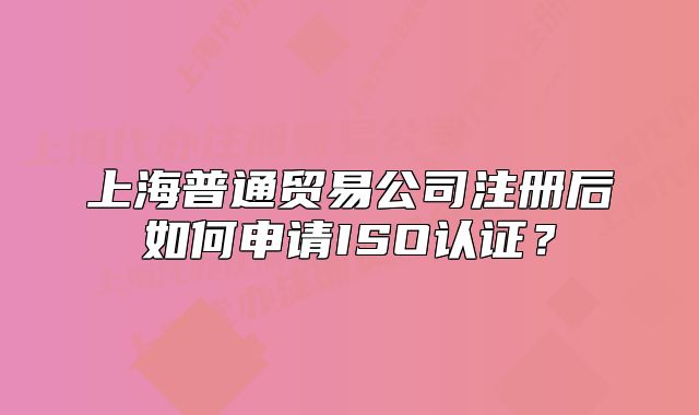 上海普通贸易公司注册后如何申请ISO认证?
