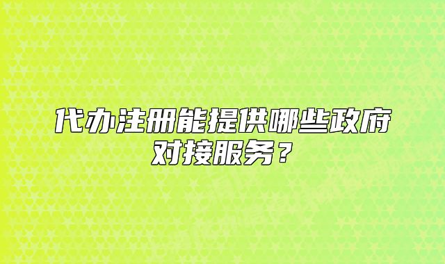 代办注册能提供哪些政府对接服务?