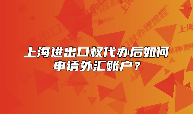 上海进出口权代办后如何申请外汇账户?