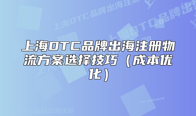 上海DTC品牌出海注册物流方案选择技巧(成本优化)
