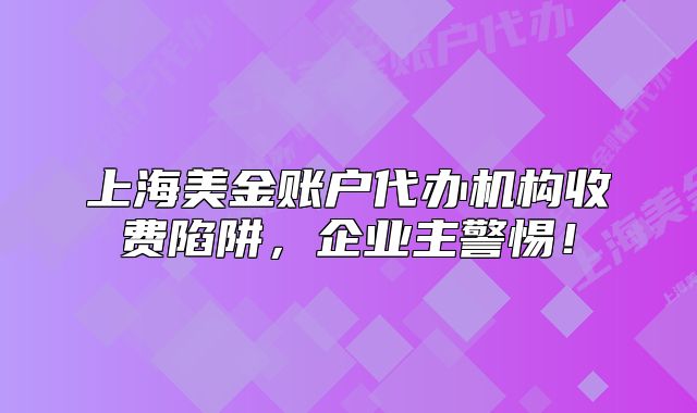上海美金账户代办机构收费陷阱,企业主警惕!