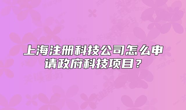 上海注册科技公司怎么申请政府科技项目?