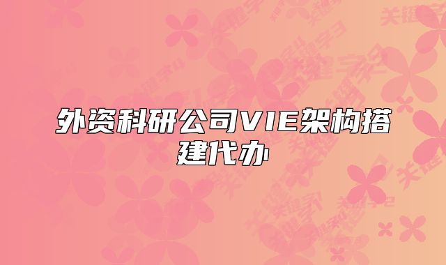 外资科研公司VIE架构搭建代办