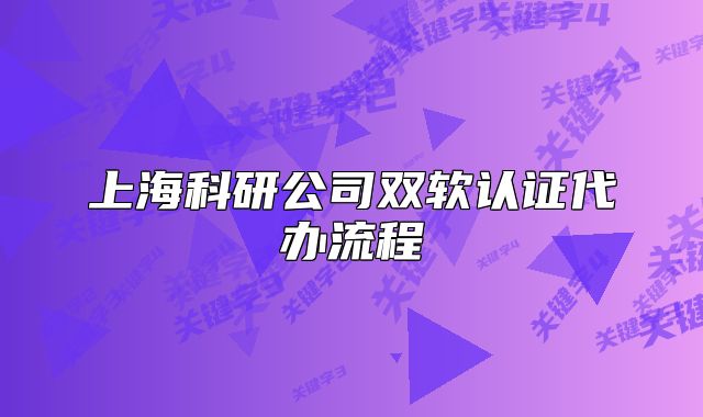 上海科研公司双软认证代办流程