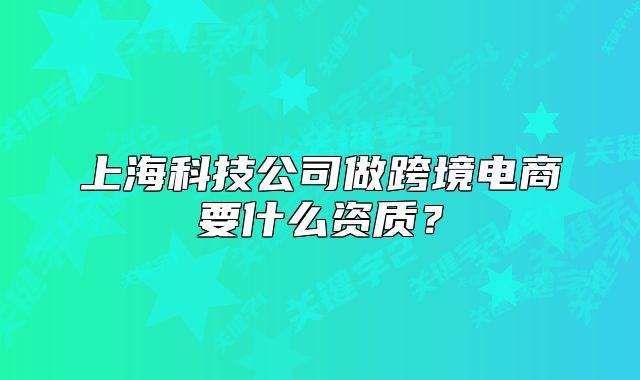 上海科技公司做跨境电商要什么资质?