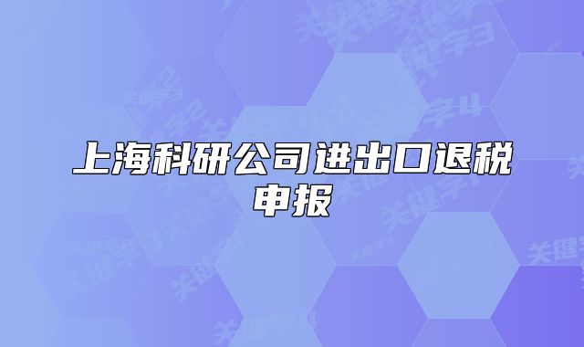 上海科研公司进出口退税申报