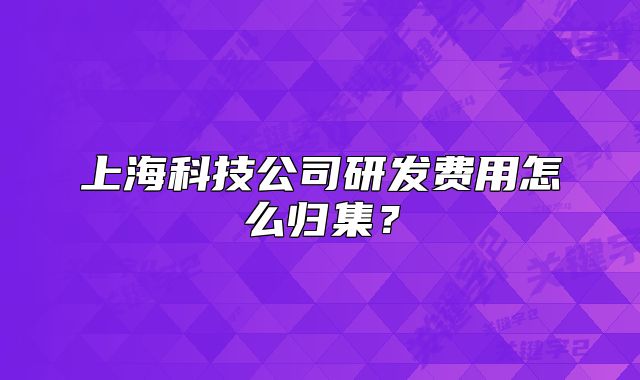 上海科技公司研发费用怎么归集？