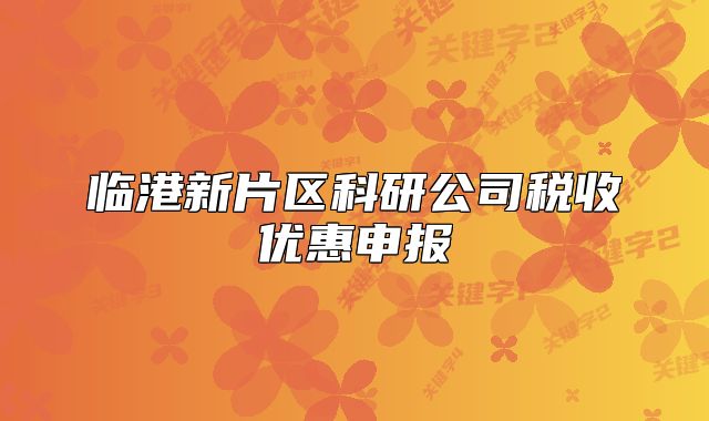 临港新片区科研公司税收优惠申报