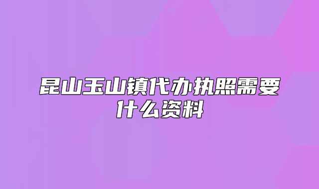 昆山玉山镇代办执照需要什么资料